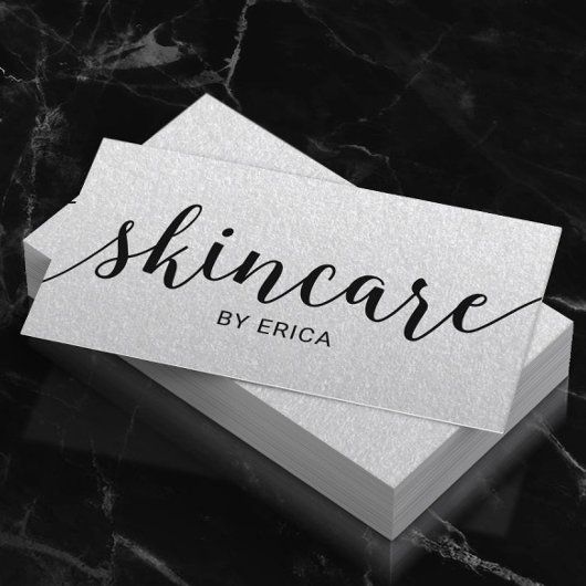 Skincare Typografie Elegant Esthetician Silver Visitekaartje