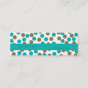 Skinny Blauwgroen Blauw & Tan Polka Dot Visitekaar Mini Visitekaartje