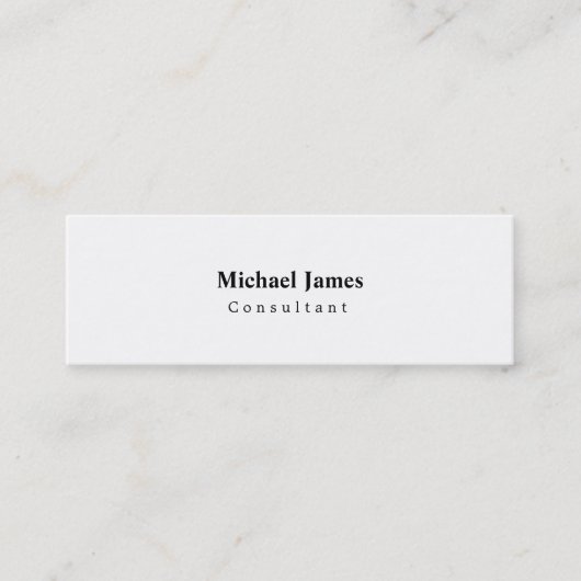 Skinny classical Simple Plain White Minimalist Mini Visitekaartje (Voorkant)