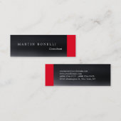 Skinny Dark Grey Red Plain Clean Mini Visitekaartje (Voorkant / Achterkant)