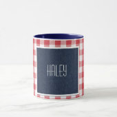 Skinny Font Donker Blauw Denim Rood Wit Gingham Ch Mok (Midden)