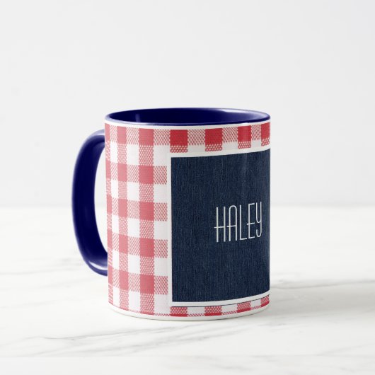 Skinny Font Donker Blauw Denim Rood Wit Gingham Ch Mok (Voorkant links)