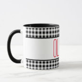 Skinny Font Naam Buffalo Check 11oz Combo Koffie Mok (Links)