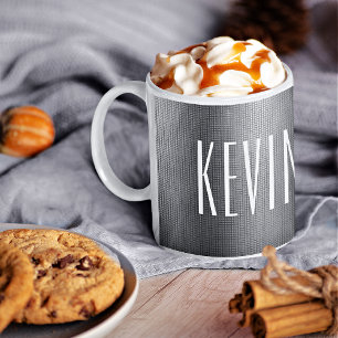 Skinny Font Naam, Textured Metal 11oz of 15oz Koffiemok