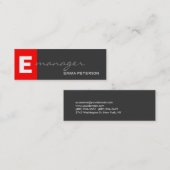 Skinny Grey Red Monogram Professional Manager Mini Visitekaartje (Voorkant / Achterkant)