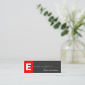 Skinny Grey Red Monogram Professional Manager Mini Visitekaartje (Staand voorkant)