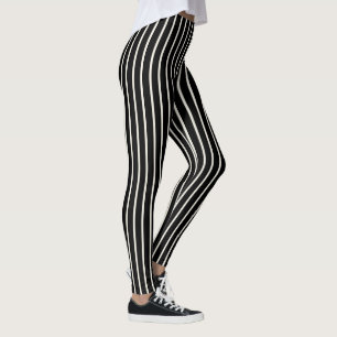 Skinny Ivory en Black Stripes die je kunt hoekelen Leggings