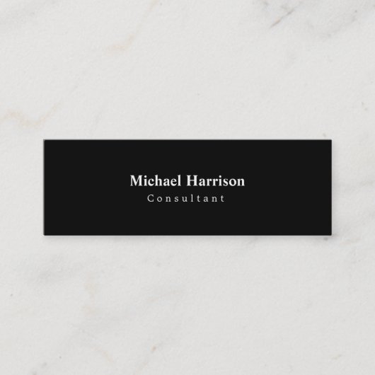 Skinny Klassieke Plain Zwart & Wit Minimalist Mini Visitekaartje (Voorkant)