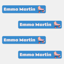 Skinny labels voor pennen - Roller Disco Blue