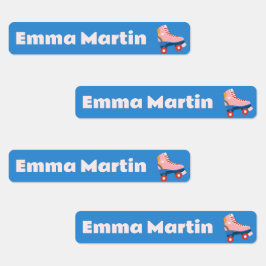 Skinny labels voor pennen - Roller Disco Blue