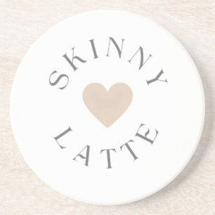 Skinny Latte Neutraal Hart, Cadeau-idee voor koffi Zandsteen Onderzetter