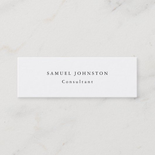 Skinny Minimalist Plain Simple White Professional Mini Visitekaartje (Voorkant)