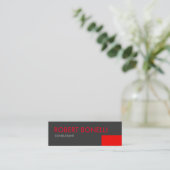 Skinny Modern Red Bold Text Grey Visitekaartje (Staand voorkant)