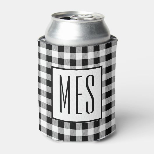 Skinny Monogram Initialen, Buffalo Check Pattern Blikjeskoeler (Blikje Voorkant)