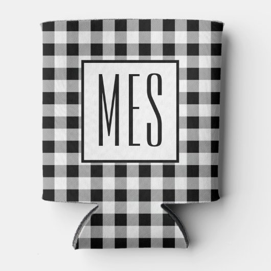 Skinny Monogram Initialen, Buffalo Check Pattern Blikjeskoeler (Voorkant)
