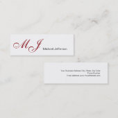Skinny Monogram White Red Script Visitekaartje (Voorkant / Achterkant)