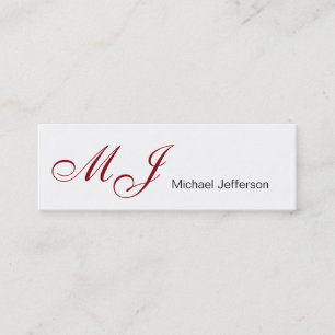 Skinny Monogram White Red Script Visitekaartje
