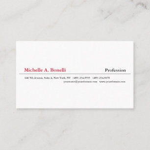 Skinny Plain Zwart Rood Wit Minimalistisch Modern Visitekaartje