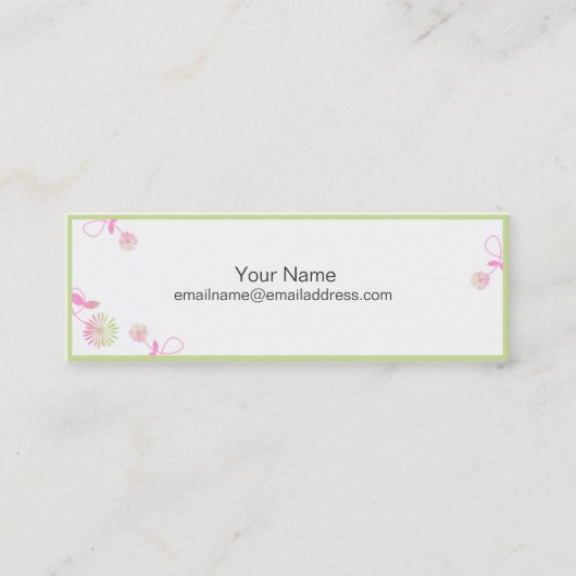 Skinny Profile Card - Tiny Swirly Flowers Mini Visitekaartje (Voorkant)