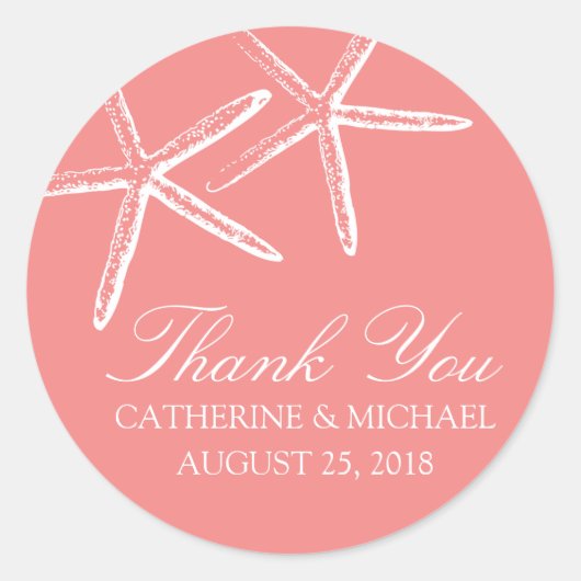Skinny Starfish bruiloft Ronde Sticker (Voorkant)