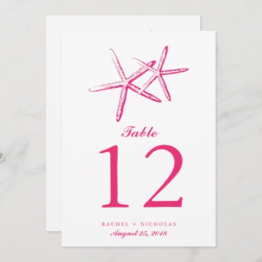 Skinny Starfish | Tabelnummer Kaart (Voorkant / Achterkant)