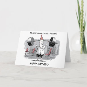 Skinny Sterk man met Verjaardag pet Kaart