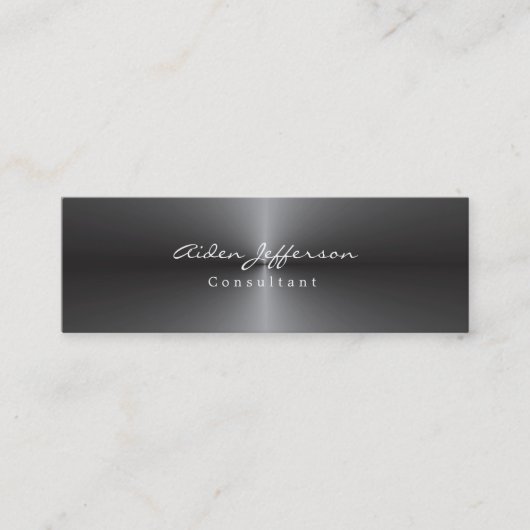 Skinny Stijlvolle Metallic Grey Minimalist Mini Visitekaartje (Voorkant)