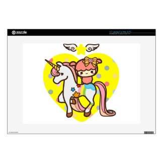 Skins Odinateur Portable 38 Cm Licorne et animal familier mignons roses de kawaii