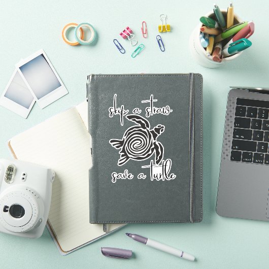 Skip a Straw Save a Turtle Plastic Free Zee Sticker (iPad Cover)