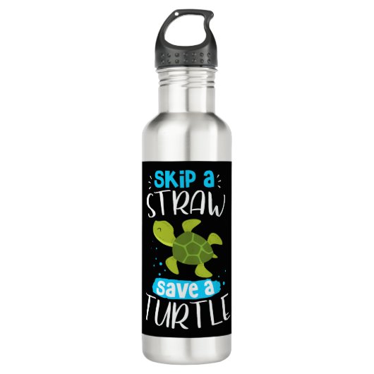 Skip a Straw Save A Turtle Rescue Zee Turtl Waterfles (Voorkant)