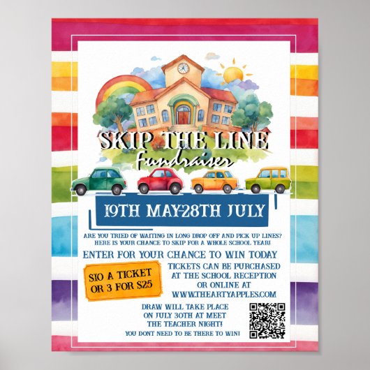 Skip the line school fondsenwerving ticket verloti poster (Voorkant)
