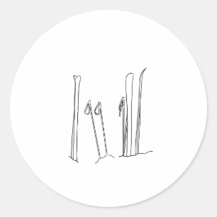 Skipalen Sneeuwbedekte bergtoppen Geïnspireerd Ronde Sticker