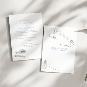 Skipiste kabelbanen paar verliefd op bergtoppen kaart