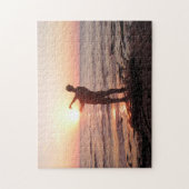 Skippende stenen in de Sunset Puzzle Legpuzzel (Verticaal)