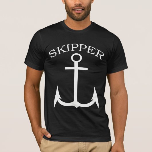 Skipper Anchor Black/White Bella Canvas T-shirt (Voorkant)