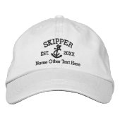 Skipper With Anchor Personalized Geborduurde Pet (Voorkant)