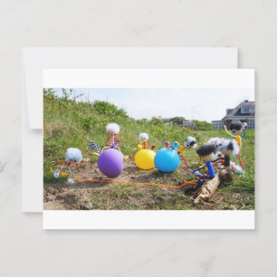 Skippiebal race van Fubby poppetjes op ballonnen. Briefkaart