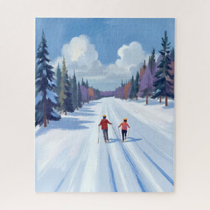 Skiroute Bergskiën Aquarel Winter Legpuzzel