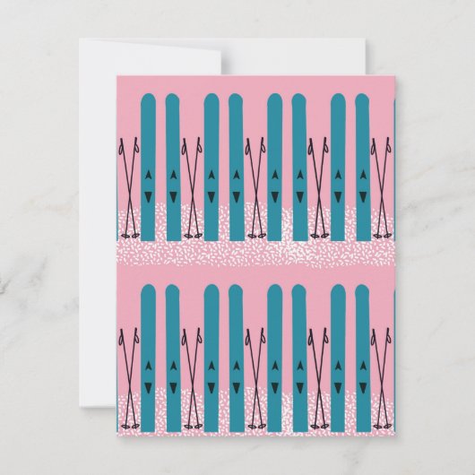 Skis bleu sur carte rose (Devant)