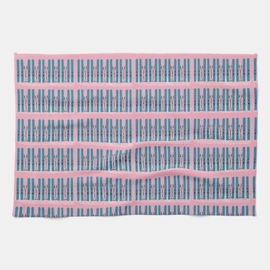 Skis bleu sur serviette de cuisine rose (Horizontal)
