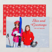 Skis en Greetings Foto gepersonaliseerd | Kerstmis (Voorkant / Achterkant)