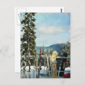 Skis en Snowboards op Mountain Top Briefkaart (Voorkant / Achterkant)