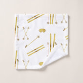 Skis Et Poles D'Or | Motif de ski rétros (Gant de toilette)