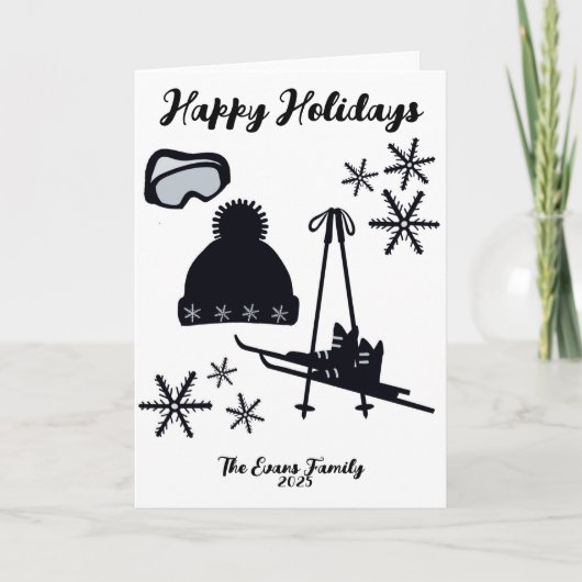 Skis, hat, boots & goggles Christmas Kaart (Voorkant)