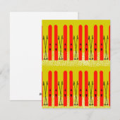 Skis rouges sur carte jaune (Devant / Derrière)