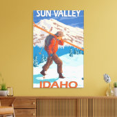 Skis voor het dragen van sneeuw canvas afdruk (Insitu (Woonkamer))