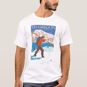 Skis voor het dragen van sneeuw t-shirt