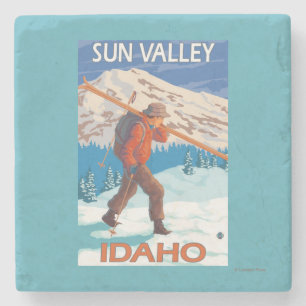 Skis voor het dragen van sneeuw - Vintage Reis 2 Stenen Onderzetter