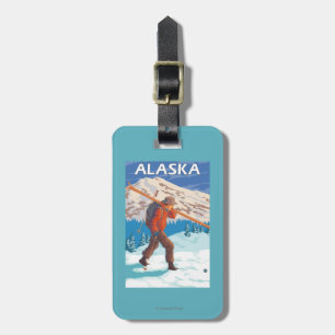 Skis voor het dragen van sneeuw - Vintage Reis 3 Bagagelabel