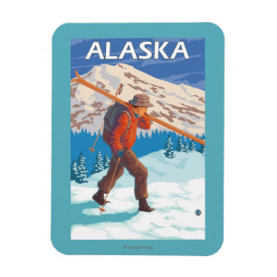 Skis voor het dragen van sneeuw - Vintage Reis 3 Magneet